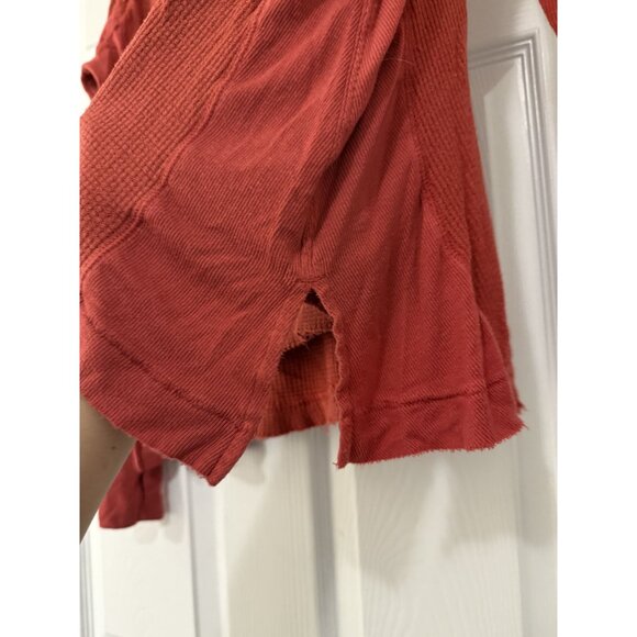 Free People We The Free Catalina Orange Oversized Thermal Long Sleeve Top boho - Picture 5 of 9